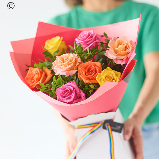 8 rainbow rose bouquet
