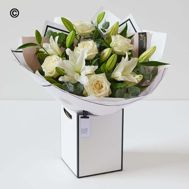 Rose & Lily bouquet - available in white or pink