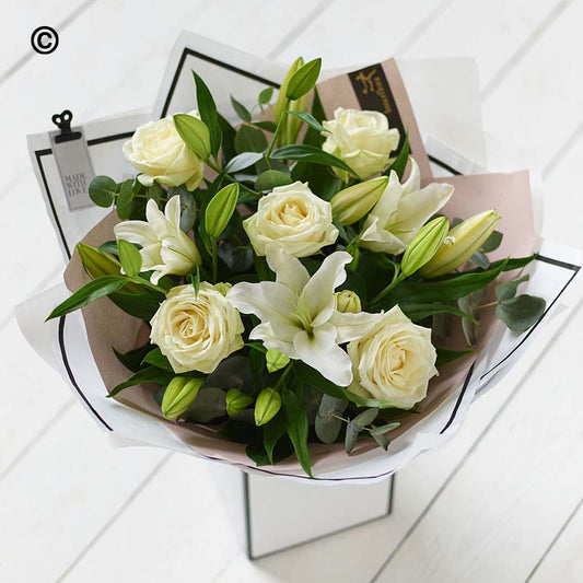 Rose & Lily bouquet - available in white or pink